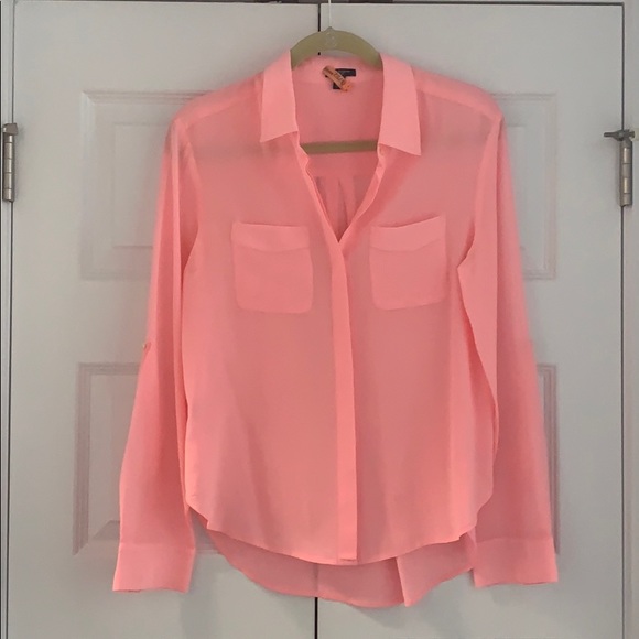 Pink silk button down Ann Taylor - Picture 1 of 4
